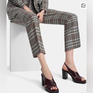 Theory Black Croc Lug Heel Sandals